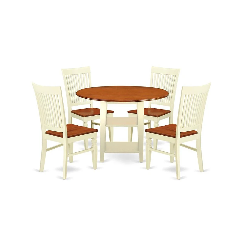 East West Furniture Dining Room Set Buttermilk & Cherry