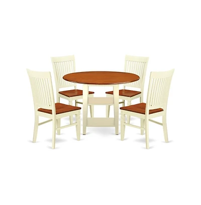 East West Furniture Dining Room Set Buttermilk & Cherry