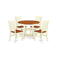 East West Furniture Dining Room Set Buttermilk & Cherry