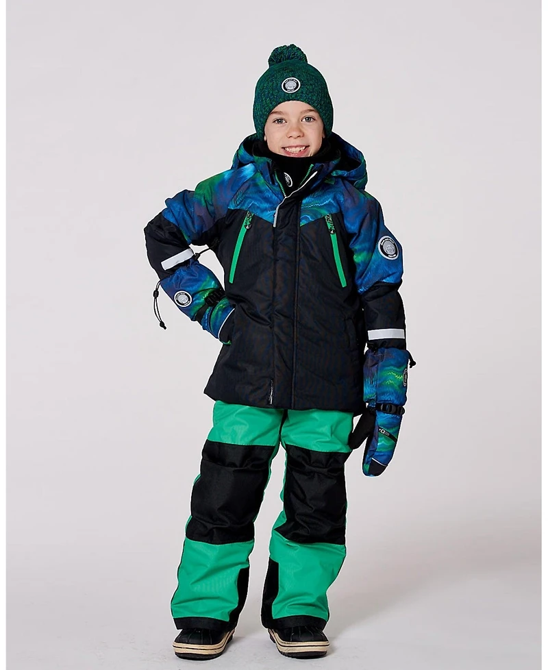 Deux par Boy Two-Piece Play Snowsuit with Colorblocked Jacket Green