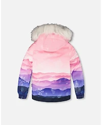 Deux par Girl Two-Piece Play Snowsuit with Printed Jacket Navy Blue