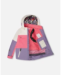 Deux par Girl Two-Piece Teknik Snowsuit Black Retro Flower Print