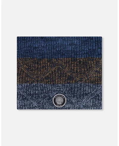 Deux par Boy Lined Knit Neckwarmer Taupe and Navy - Toddler|Child