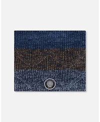 Deux par Boy Lined Knit Neckwarmer Taupe and Navy - Toddler|Child