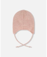 Deux par Baby Girl Lined Knit Hat with Ears and Strings Dusty Pink - Baby|Toddler