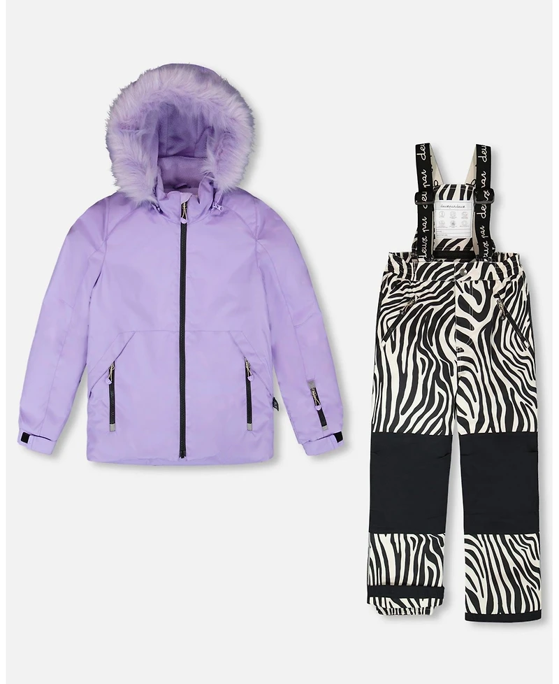 Deux par Girl Two-Piece Play Snowsuit with Printed Pants Lavender