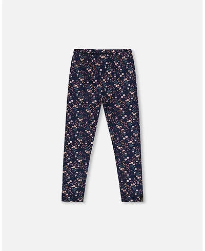 Deux par Girl Jersey Leggings Navy Floral - Child