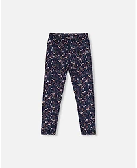 Deux par Girl Jersey Leggings Navy Floral - Child