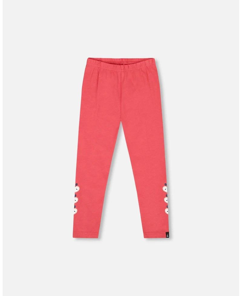 Deux par Girl Cotton Leggings Red with Apples - Child
