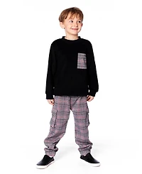 Deux par Baby Boy Plaid Cargo Pant Gray and Black