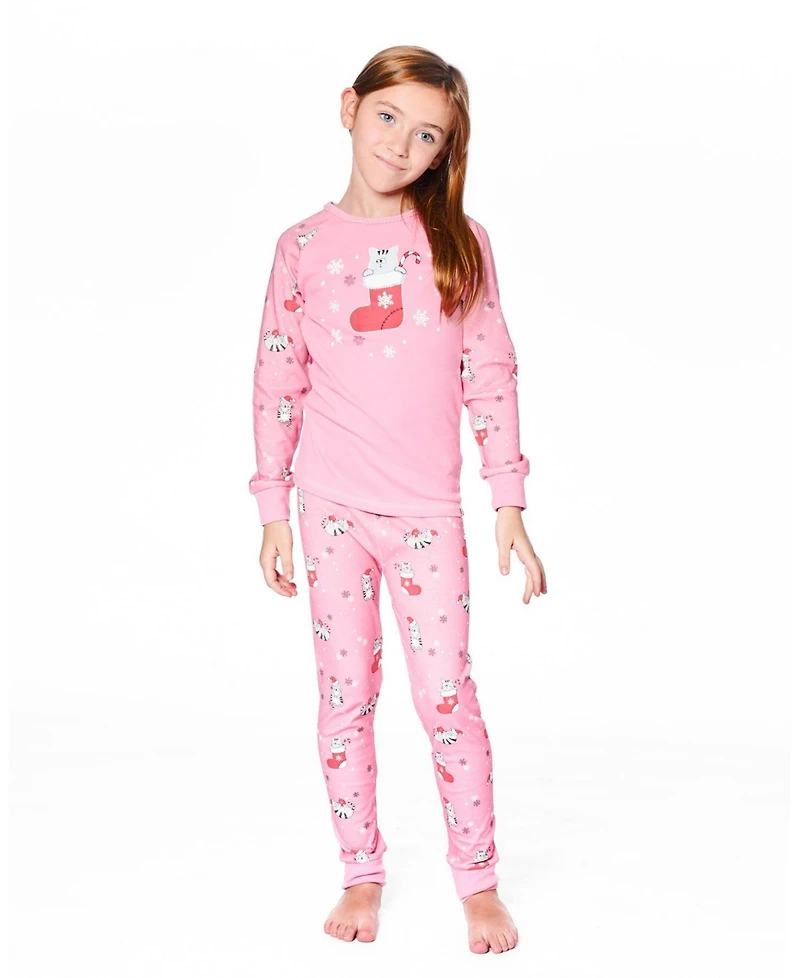 Deux par Toddler Girls Cotton Two-Piece Pajamas Pink Cat Print - Toddler|Child