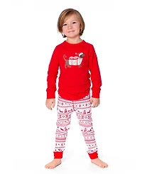 Deux par Baby Unisex Cotton Two-Piece Pajama Set Red and White Fairisle