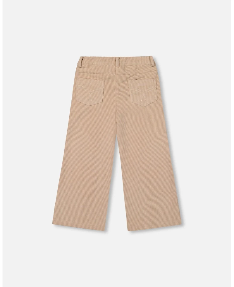 Deux par Little Girls Wide Leg Corduroy Pants Beige - Toddler|Child