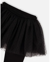 Deux par Girl Leggings with Tulle Skirt Black - Child