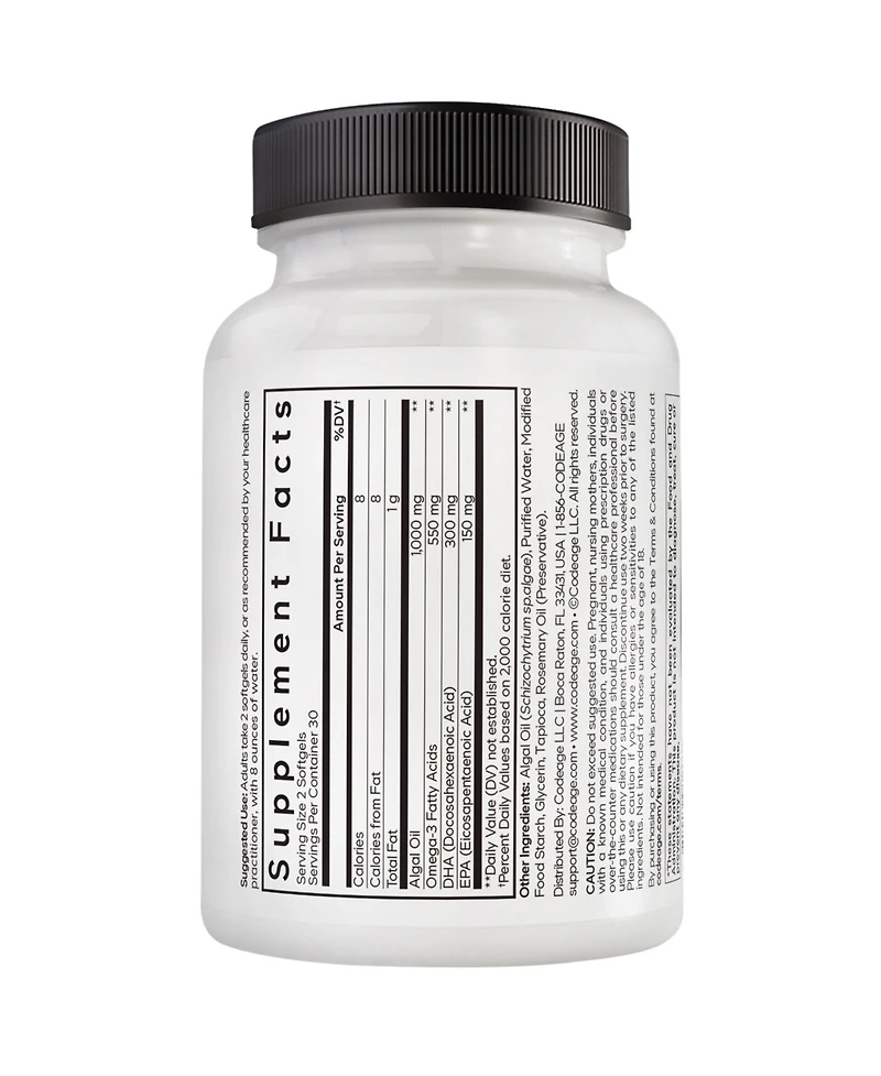 Amen Algal Oil Omega-3 Supplement – 1000mg Algal Omega-3 Fatty Acids,Dha & Epa, 60 Softgels