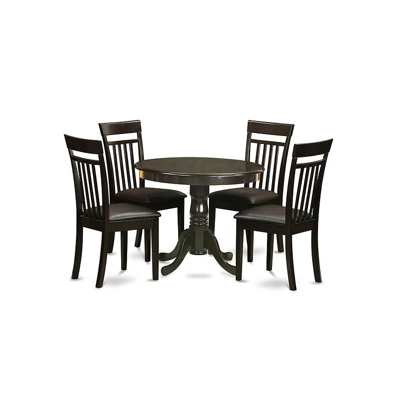East West Furniture 5 Pc small Kitchen Table and Chairs set-round Table and 4 Chairs for Dining room