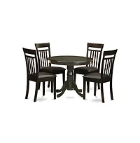 East West Furniture 5 Pc small Kitchen Table and Chairs set-round Table and 4 Chairs for Dining room