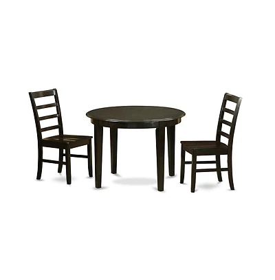 East West Furniture 3 Pc small Kitchen Table and Chairs set-Table and 2 Wood Dining Chairs