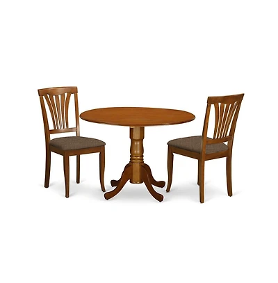 East West Furniture 3 Pc Kitchen nook Dining set-round Kitchen Table and 2 dinette Chairs