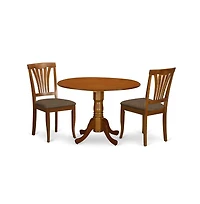East West Furniture 3 Pc Kitchen nook Dining set-round Kitchen Table and 2 dinette Chairs