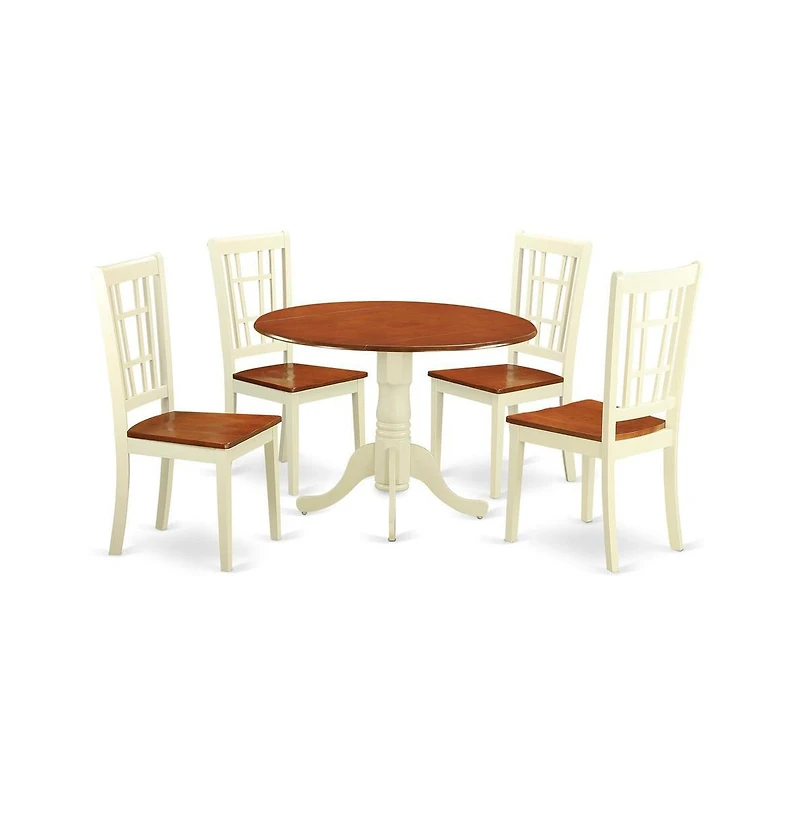 East West Furniture Dining room sets for 4 -Dining Table and 4 Dining Chairs