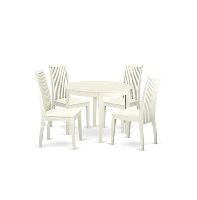 East West Furniture Dining Room Set Linen White