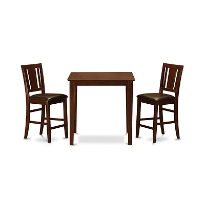 East West Furniture 3 Pc Counter height Table-pub Table and 2 Dinette Chairs