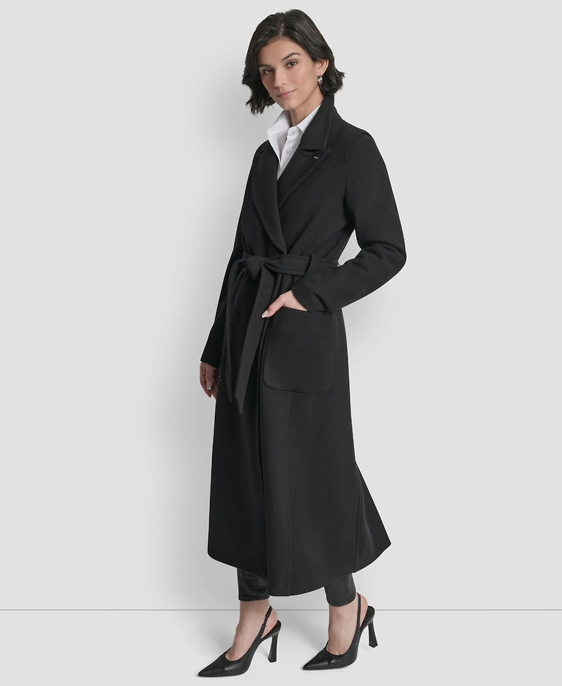 Dkny Women's Notch Collar Belted Wrap Coat