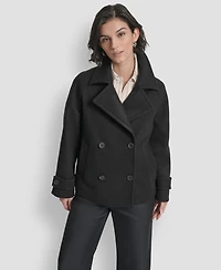 Dkny Petite Short Double Breasted Collared Coat