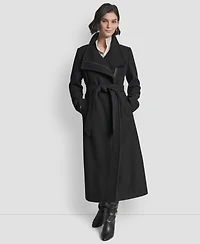 Dkny Women's Wing Collar Asymmetrical Wrap Coat