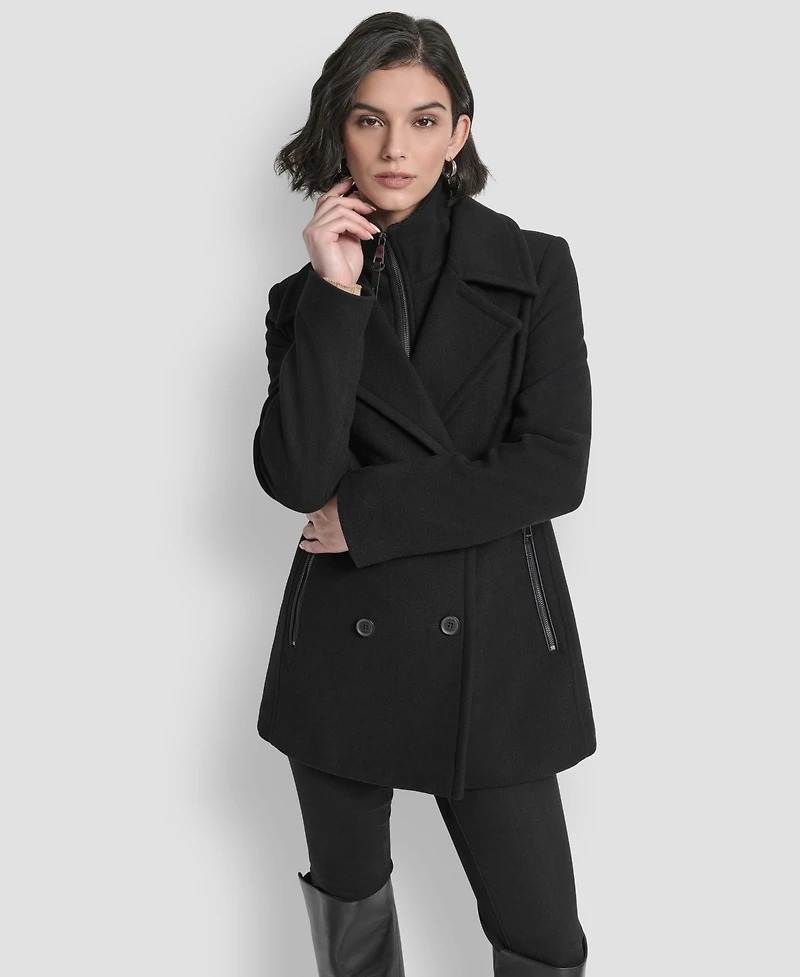 Dkny Women's Double-Breasted Bibbed Collared Coat