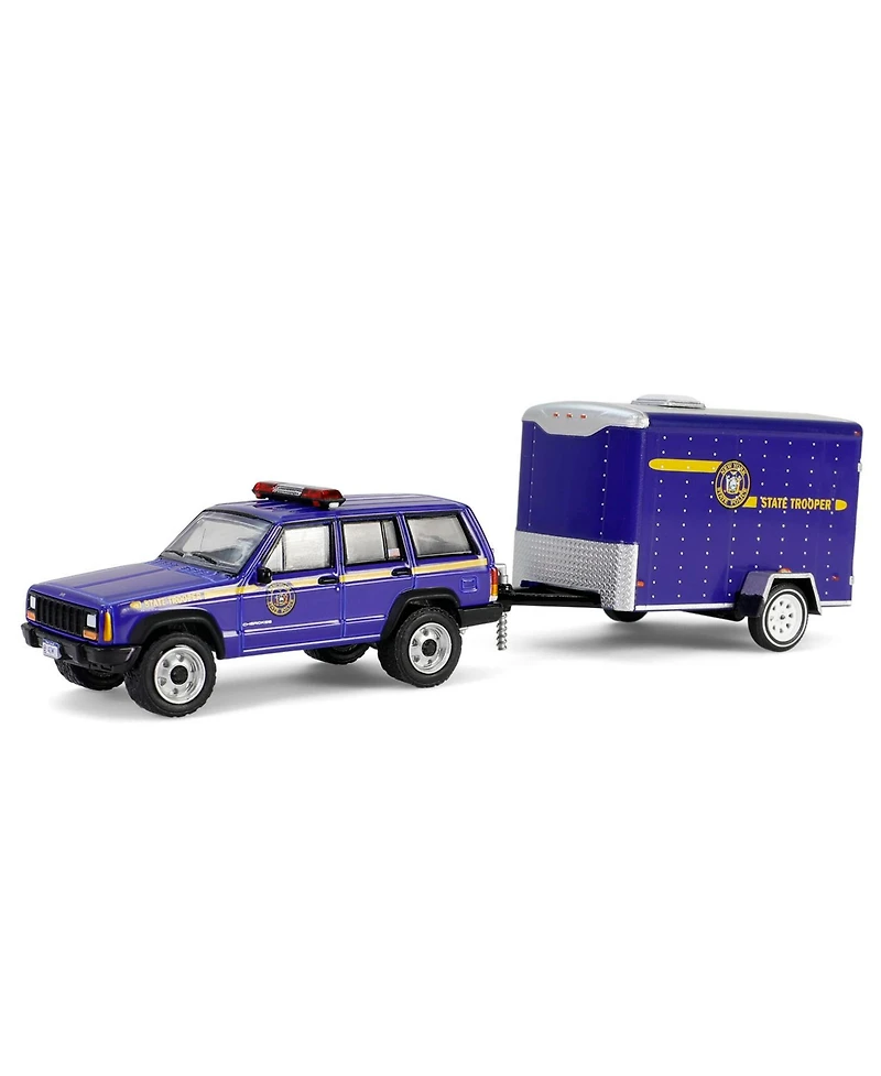 1/64 2001 Jeep Cherokee Trailer New York State Police Hot Pursuit Tow