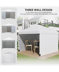 Outsunny 10' x Pop Up Canopy with 3 Sidewalls and Carry Bag,