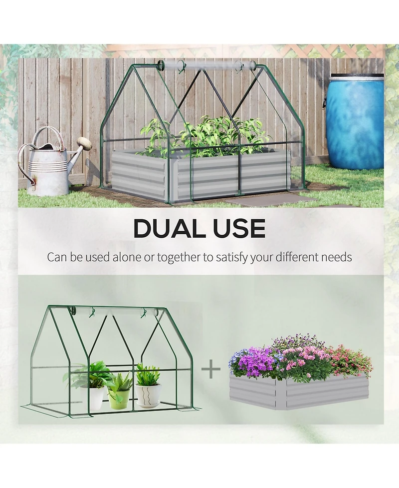 Outsunny Raised Garden Bed with Cover, Mini house