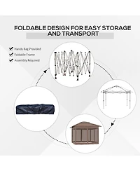 Outsunny 12' x 12' Pop Up Canopy with Mesh Sidewall Netting,