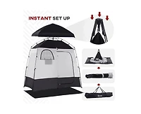Outsunny Two Room Pop Up Shower Tent w/ Shower Bag, Floor & Carry Bag