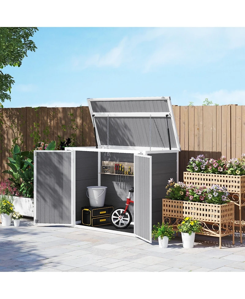 Outsunny 4.7 x 2.5FT Outdoor Storage Shed for Trash Cans, Lockable,