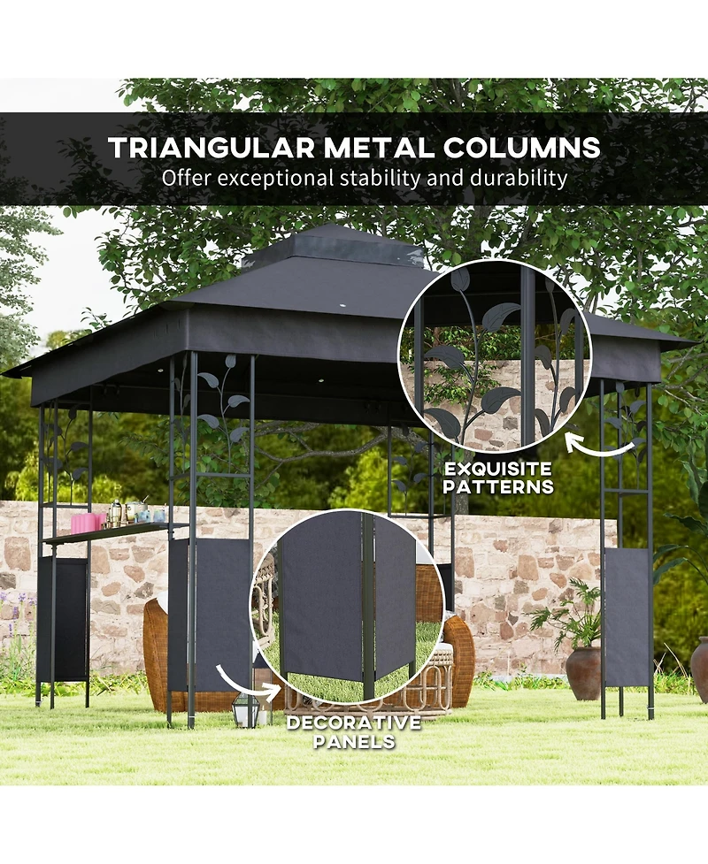 Outsunny 10' x 10' Outdoor Gazebo with Shelf and Netting, UV30+ Protected