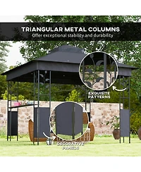 Outsunny 10' x 10' Outdoor Gazebo with Shelf and Netting, UV30+ Protected