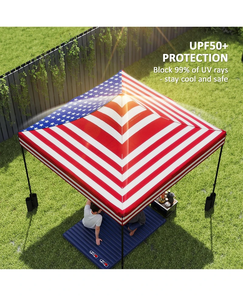Outsunny 10' x Pop up Canopy Replacement Top with Weight Bags, Multi
