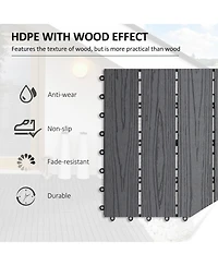 Outsunny 12" 11pc Wood-Plastic Composite Flooring Deck Interlocking Tiles