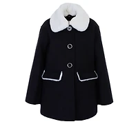 Michael Kors Toddler and Little Girls Faux Wool Hooded Collar Jacket
