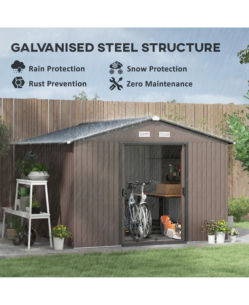 Outsunny 11ft x 9ft Outdoor Metal Storage Shed with 2 Doors