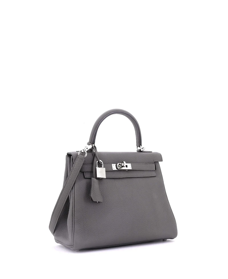 Pre-Owned Hermes Kelly Handbag Grey Togo with Palladium Hardware