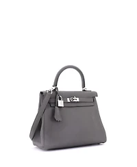 Pre-Owned Hermes Kelly Handbag Grey Togo with Palladium Hardware
