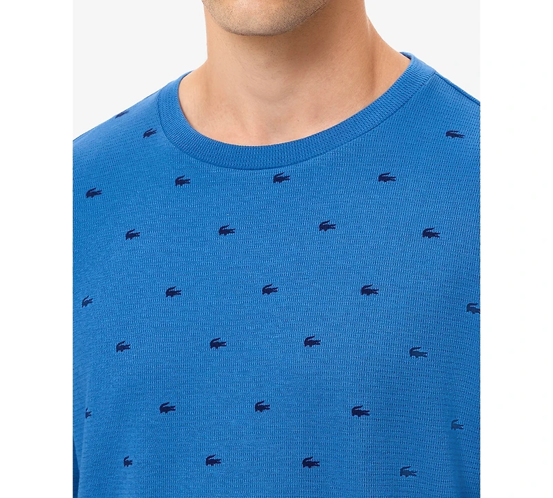 Lacoste Men's All Over Croc Print Long-Sleeve Thermal Sleep Shirt