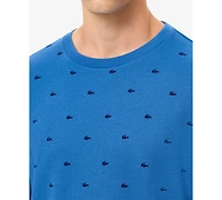 Lacoste Men's All Over Croc Print Long-Sleeve Thermal Sleep Shirt