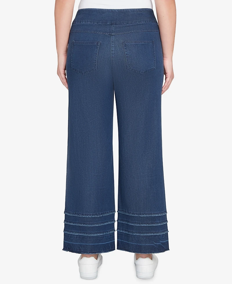 Ruby Rd. Petite Stretch Fringe Pull On Ankle Jeans