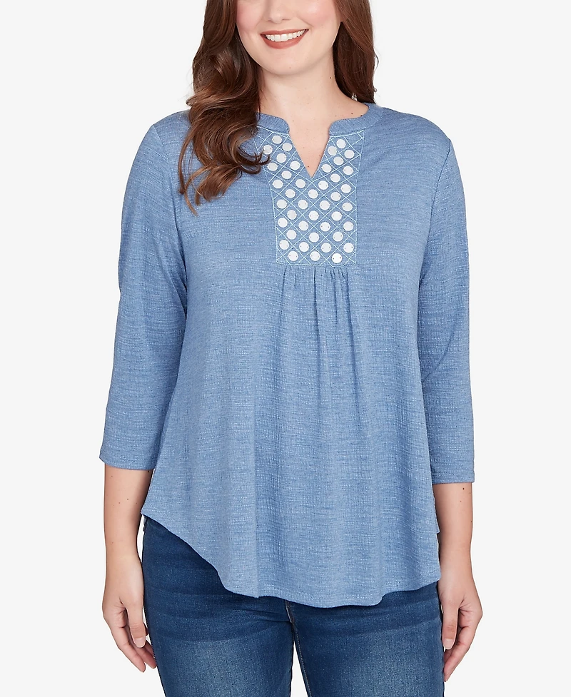 Ruby Rd. Petite Textured Knit Embellished Top