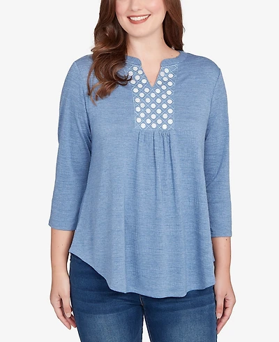 Ruby Rd. Petite Textured Knit Embellished Top